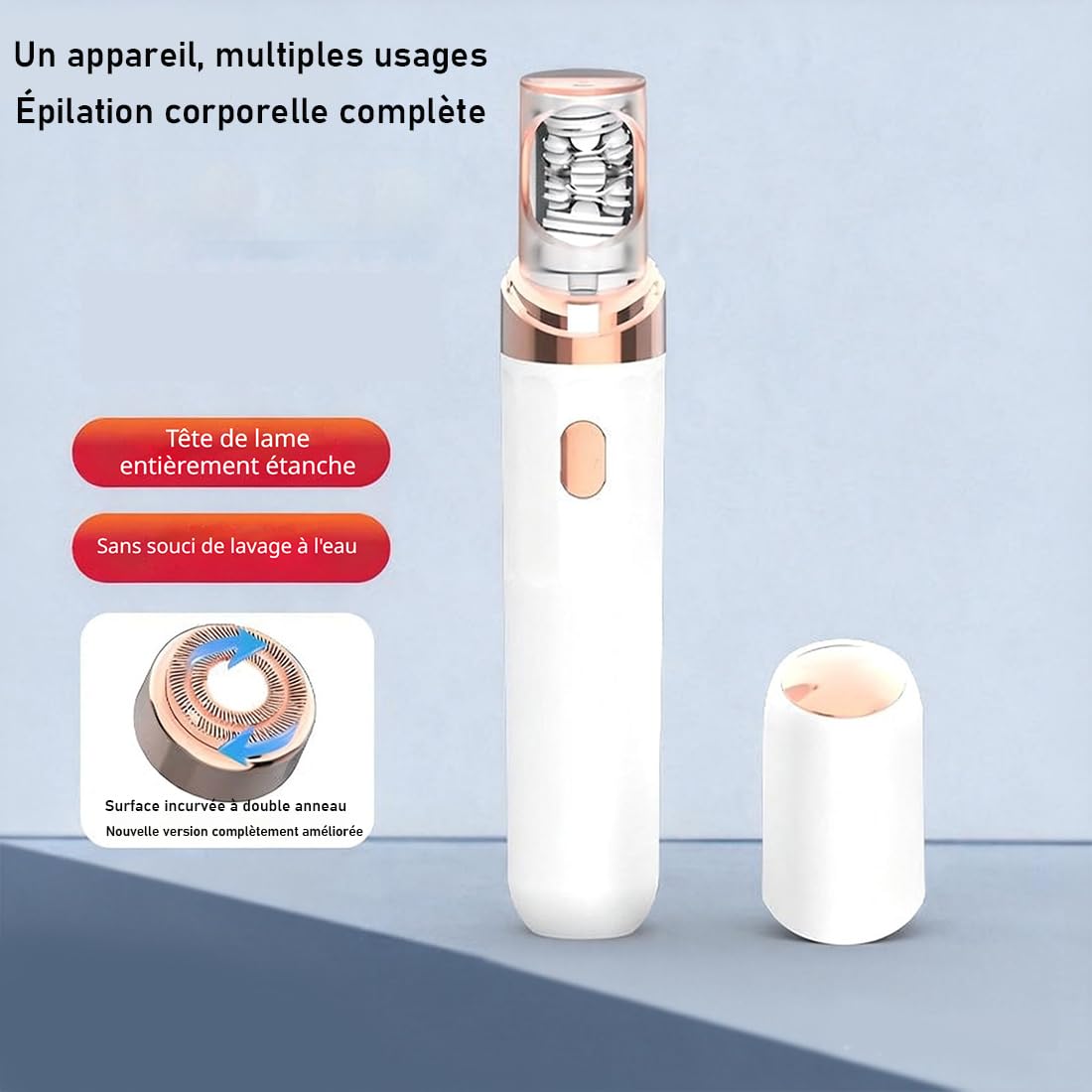 Epilsmooth Pro - Epilateur Visage Femme, épilateur Rechargeable 2 En 1 Avec Lumière LED, épilation Précise Sans Douleur, Pour Visage Menton Lèvre Supérieure (1PC-Blanc)