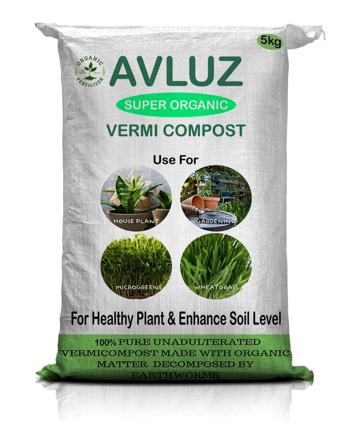 AVLUZ Super-Organic Vermicompost Fertilizer, Pesticide - Free & Natural Plant Nutrient Cow Composted manure (5 KG) (B0BLV6YKGB) Amazon Price History, Amazon Price Tracker
