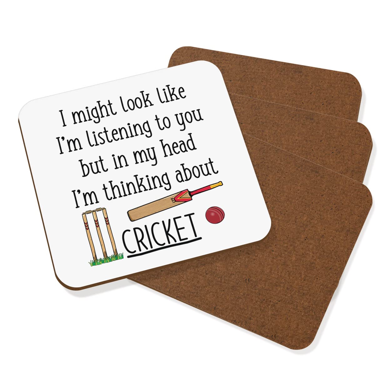 I Might Look Like I'm Listening to You Cricket Coaster Drinks Mat Set of 4