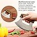 Amhoo Pizza Cutter Chef Mezzaluna Ulu Knife Handle Color Wood Grip Sharp Rocker Slicer Stainless Steel Blade Salad Onion Vegetable Chopper with Holder Base Christmas Gifts