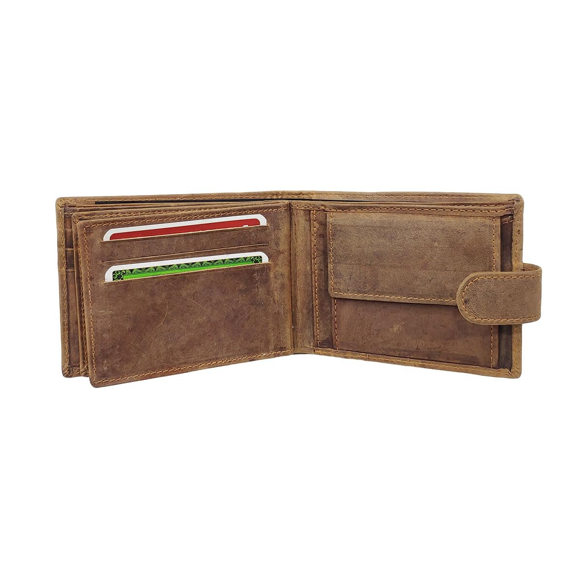 LOLUNA® Portefeuille Sanglier Cuir Vintage Patte Italien Homme en Cuir Protection RFID - idée Cadeau fête, Anniversaire (Marron)