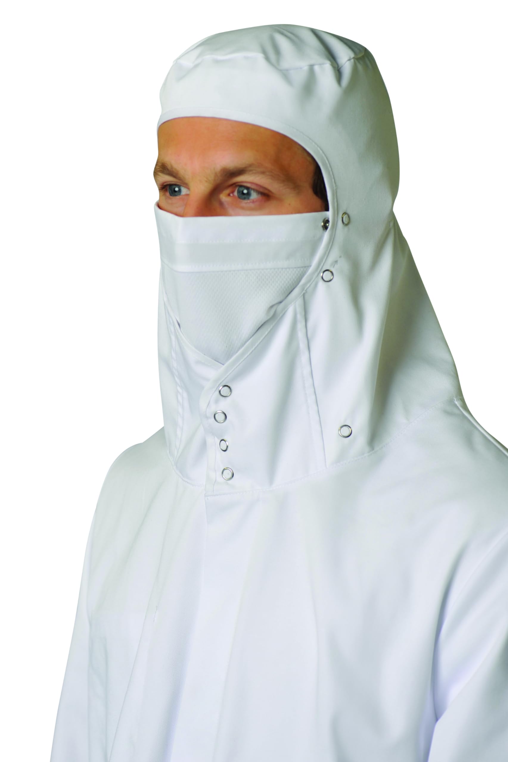 Combinaison agroalimentaire et médicale lavable avec capuche tissu MESH . Blouse de protection premium homme en polyester/coton manches longues (XS)