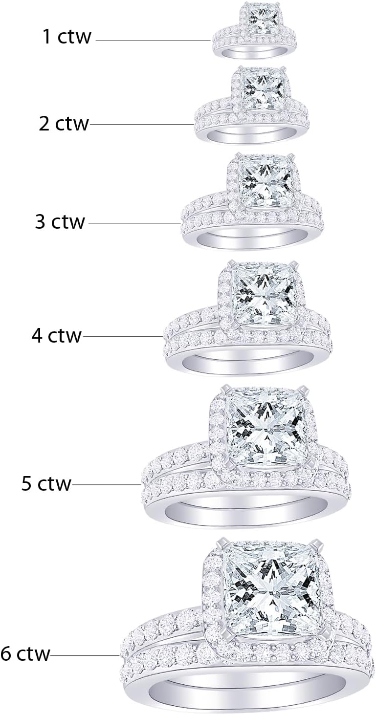 Houston Diamond District 1 to 6 Carat Princess LAB GROWN Diamond and LAB GROWN Diamond Wedding Bridal Set (AAAA Heirloom Quality) - Image 2