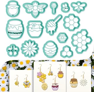 beinkmake 15Pcs Bees Polymer Clay Cutters Clay Earrings Cutters Flower Honey Beehive Jars Polymer Jewelry Cutter for Earrings Making Birthday Party DIY Supplies