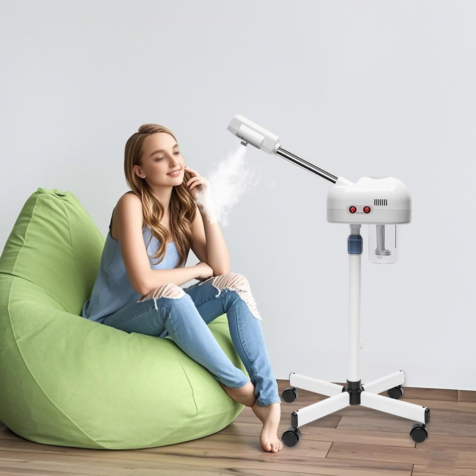 Vaporizador facial 220 V 500 W, función de ozono para limpieza de poros, 8 minutos, calentamiento rápido, con depósito de agua de 30 ml, antisobretemperatura