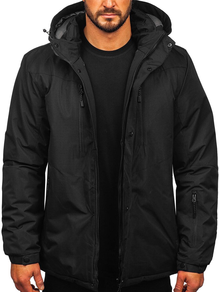 BOLF Hombre Chaqueta acolchada de Entretiempo con Capucha Cierre de Cremallera Cazadora Aviador Sweatshirt Ropa de Abrigo Plumas Jacket Outdoor Básico Estilo Deportivo Mix 4D4