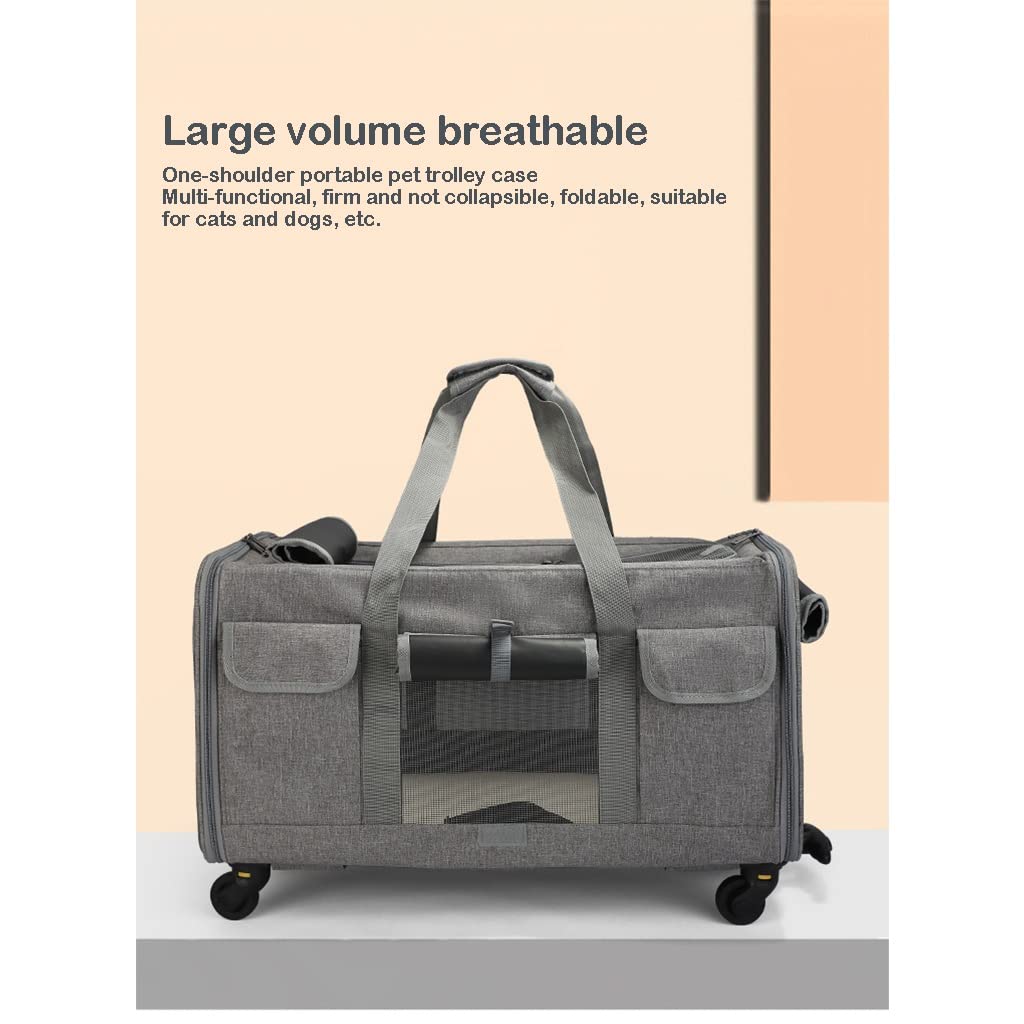 Caisse de Transport Pliable pour Grand Chat avec Roues détachables et Sac de Porte-Chien Respirant - idéal pour Voyager avec Vos Animaux de Compagnie!
