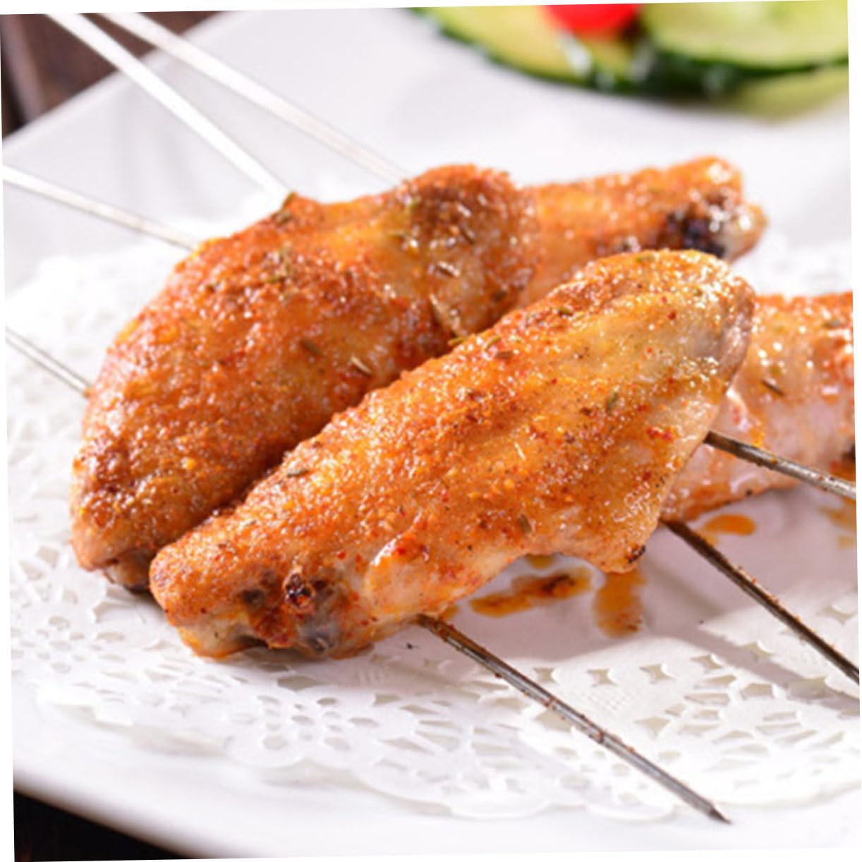 ARTIBETTER 100 piezas Brochetas Redondas de Acero Inoxidable Duraderas para Barbacoa y Picnic Pinchos Reutilizables Estuche Soporte Portátil para Parrilla al Aire