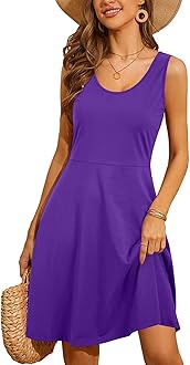 STYLEWORD Women's 2026 Summer Dress Casual Sleeveless Scoop Neck A-Line Tank Midi Sundress