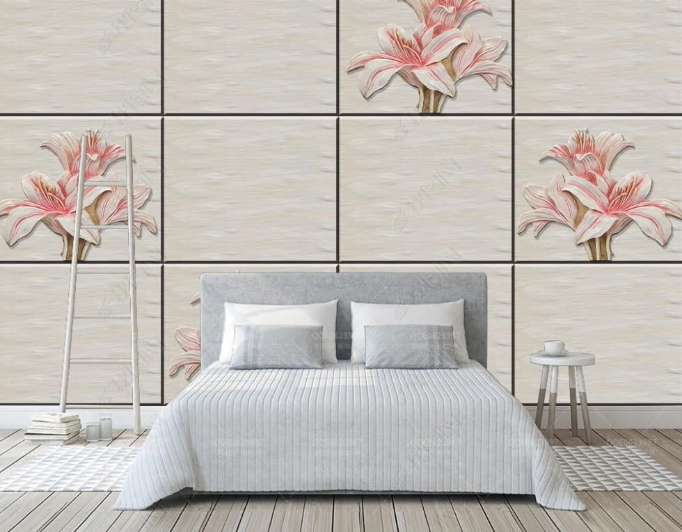 Papier Peint Intissé Fleurs Sculptées Grand Format Poster Mural Salon - 2