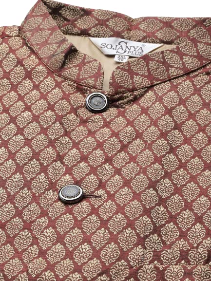 Image of SOJANYA (Since 1958, Men's Silk Blend Grey Kurta Pyjama & Silk Blend Jacket Combo