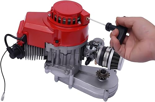 Miniatura 2 de Motor de carreras de 49cc 47cc 50cc 2 tiempos para Pocket Quad Dirt Bike Recoil Pull Start Single Cylinder Air Cooling