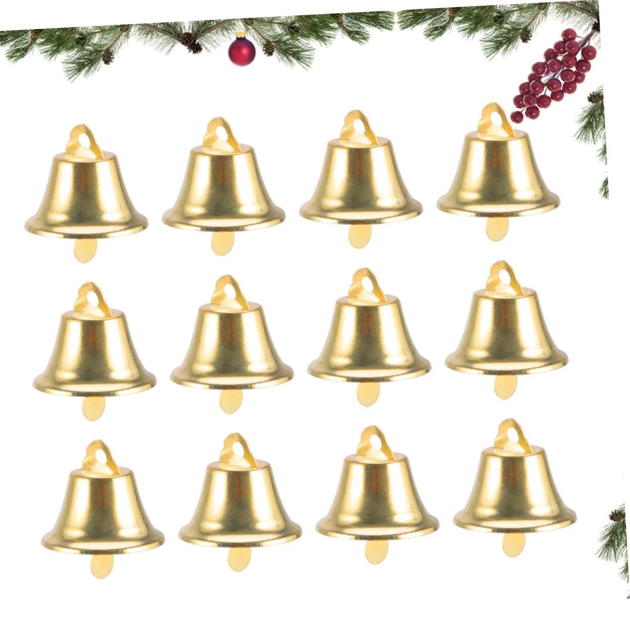 120pezzi Campana di Natale Mini Ciondolo Campana Ornamento DIY Ciondolo per Albero di Natale Dorato