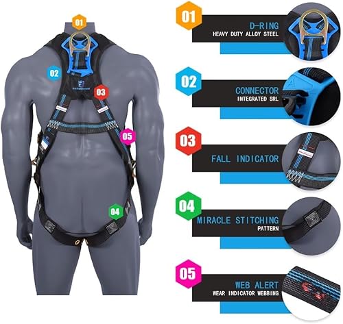 Miniatura 3 de Arnés de seguridad para protección contra caídas, arnés de techo de detención de caídas, kit de seguridad para trabajo aprobado por OSHA ANSI (ML)