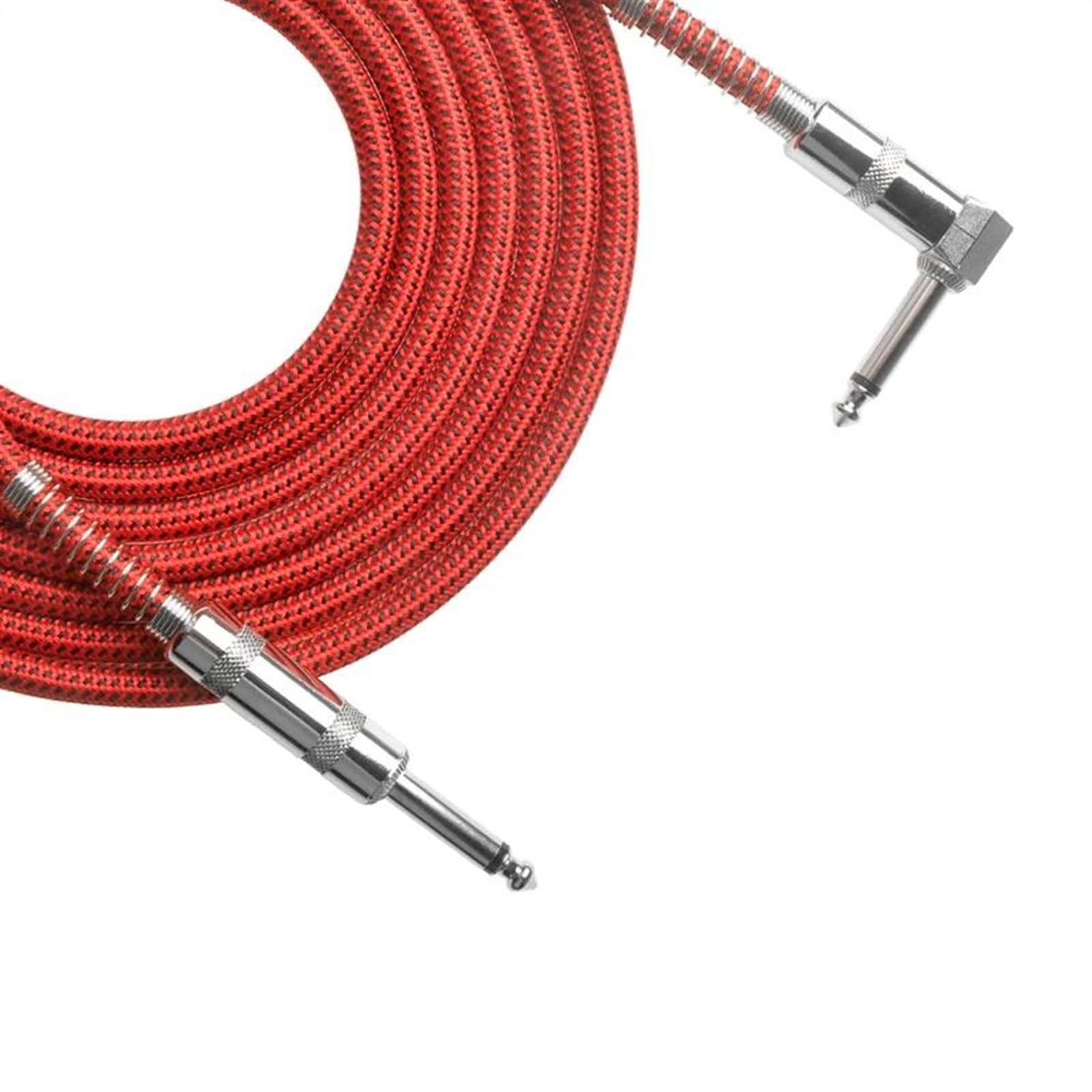 Pleciony Drut Gitarowy 3 M 6,35 Mm Ekranowany Przedłużacz Audio Z Miedzi Beztlenowej Do Gitary Kabel do Instrumentów Gitarowych