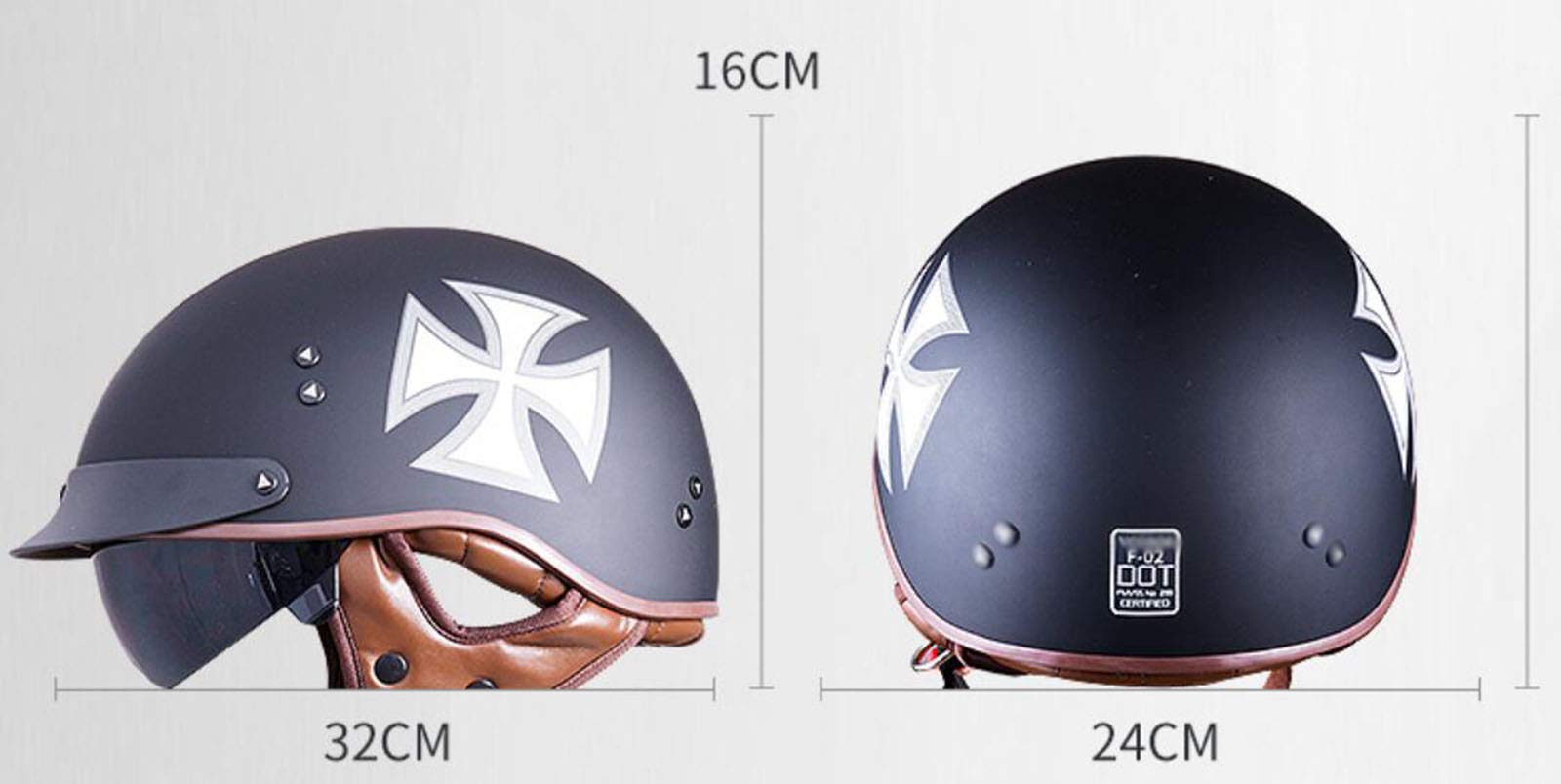 Ouvert Moto Vintage Casque Jet Scooter Casque,Respirant Quatre