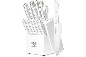 HUNTER.DUAL Knife Set, White, Self-Sharpening 15-Piece Kitchen Knife Set