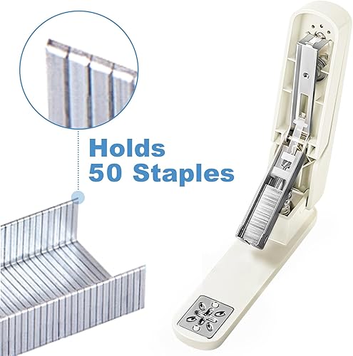 Miniatura 5 de EZWORK Engrapadora giratoria con brazo oscilante, capacidad para 20 hojas, engrapadoras de escritorio con rotación de 360 grados para folletos o