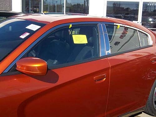 QAA se adapta al Dodge Charger de 4 piezas de acero inoxidable para ventanas de 2011-2020, incluye borde superior, sin postes de pilar, sin alféizar