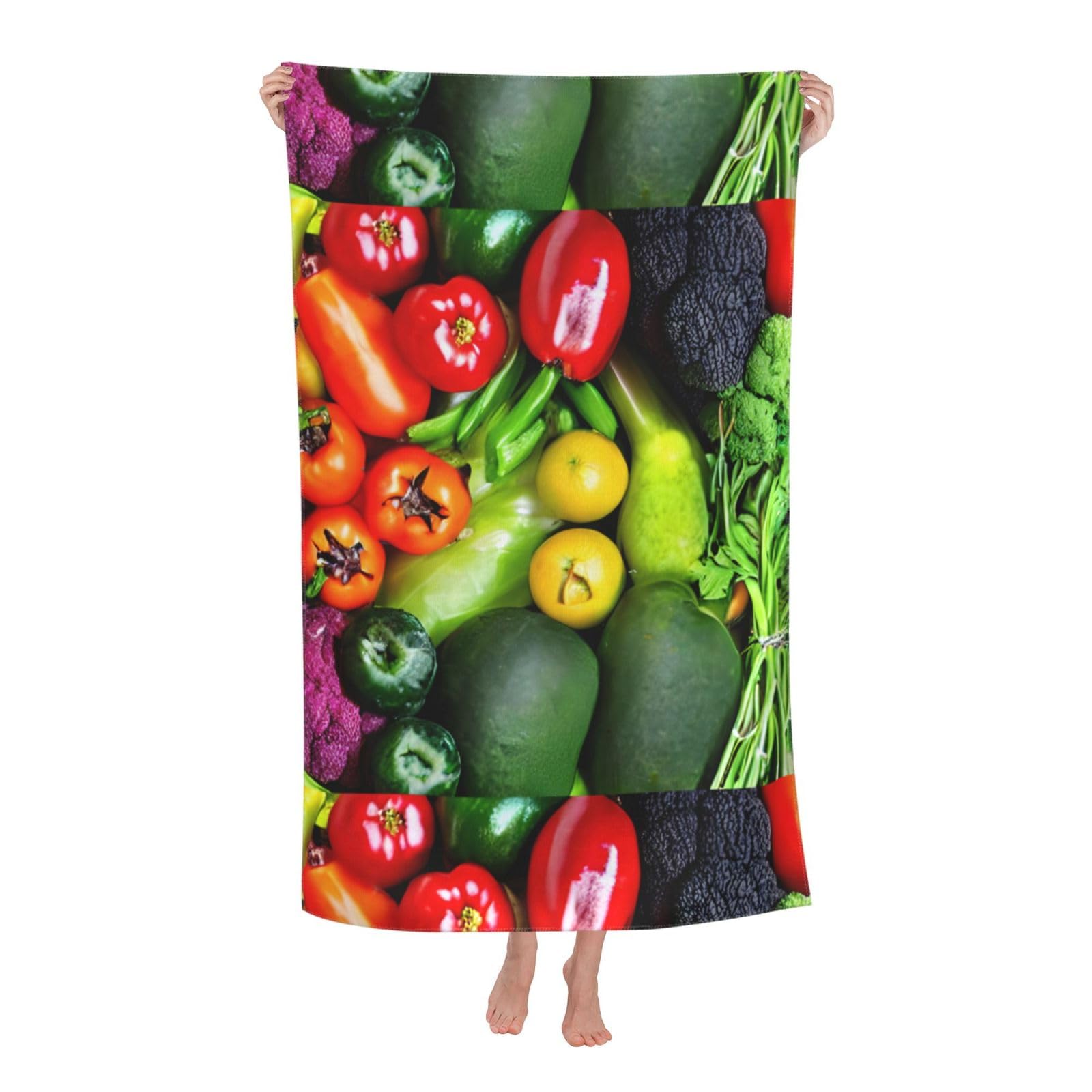 Cbaaghh Fresh Vegetables Fruits Print Adult Beach Towels,Beach & Pool Towel,Beach Towels,Towels For Camping
