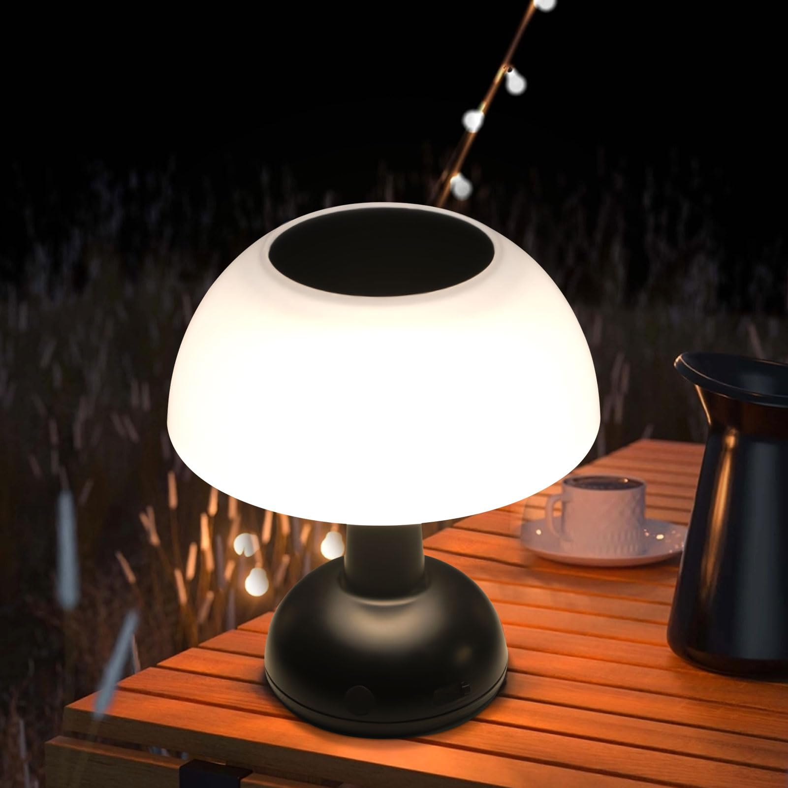 Lampada da tavolo a energia solare, per esterni, da tavolo, USB, ricaricabile, a energia solare, IP54, impermeabile, da tavolo, senza fili, per esterni, giardino, balcone, ristorante