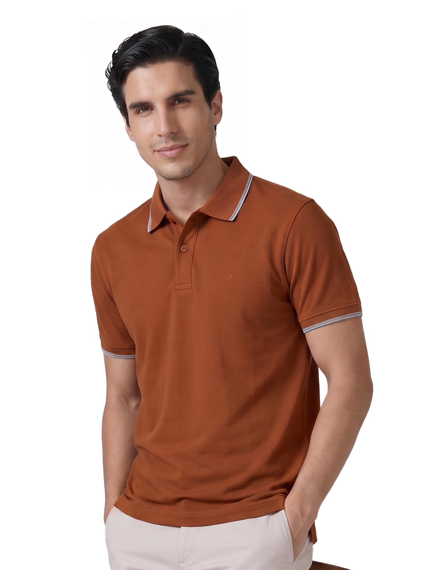 XYXX Accent Men's Solid Cotton Polo T Shirt | Collar Tshirts | Half Sleeves | Solid-Slim Fit