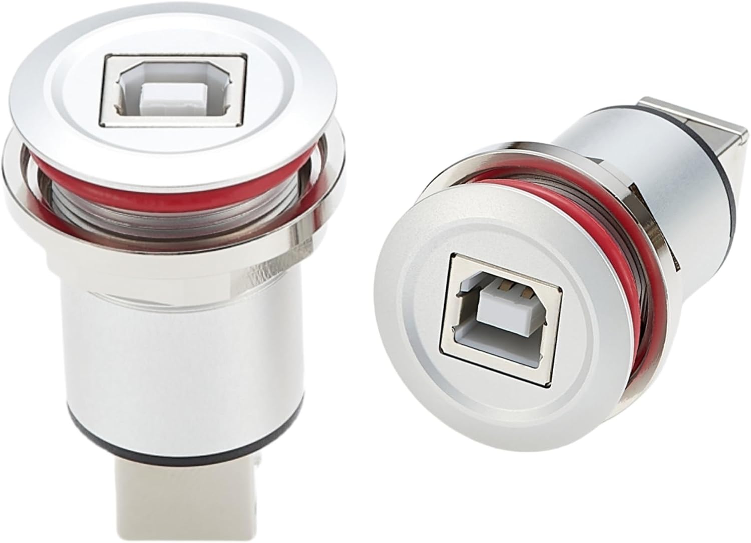 Threaded Fixed USB B Female to Female Gender Changers USB 2.0 Type B Flush Panel Mount Embedded Feed Thru Solderless Adapter for Printers Scanners Data Transferring (2PCS)