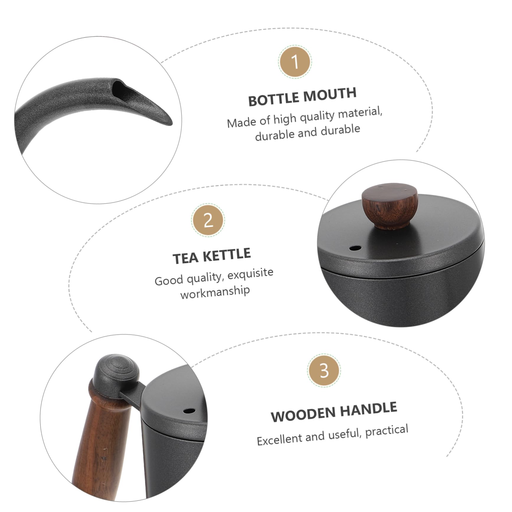 HOLIDYOYO Home Long Mouth 600ml Stainless Steel Kettle Coffee Pot for Tea Coffee Brewing