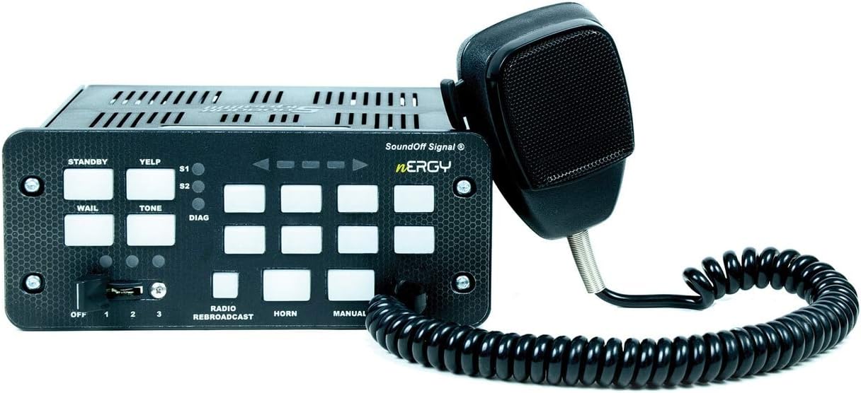 SoundOff Signal, nERGY 400 Console Siren and Light Controller with Buttons and Slide-Switch, 10-16v - for One 100 Watt Speakers, Part# ETSA481CSP