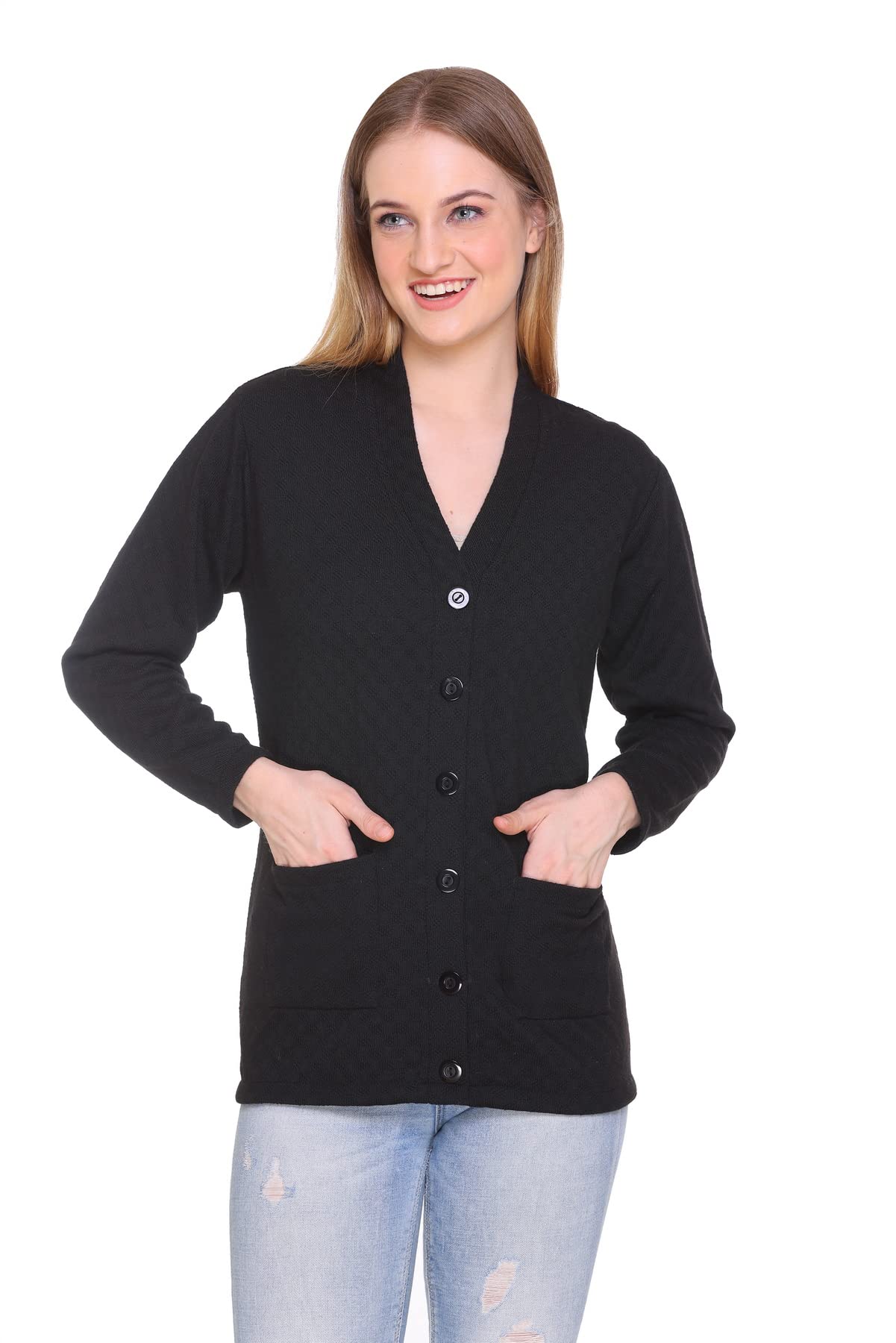 Women Woolen Cardigan Cozy Sweater Warm & Stylish for Winter Wear with Front Pockets-image-42