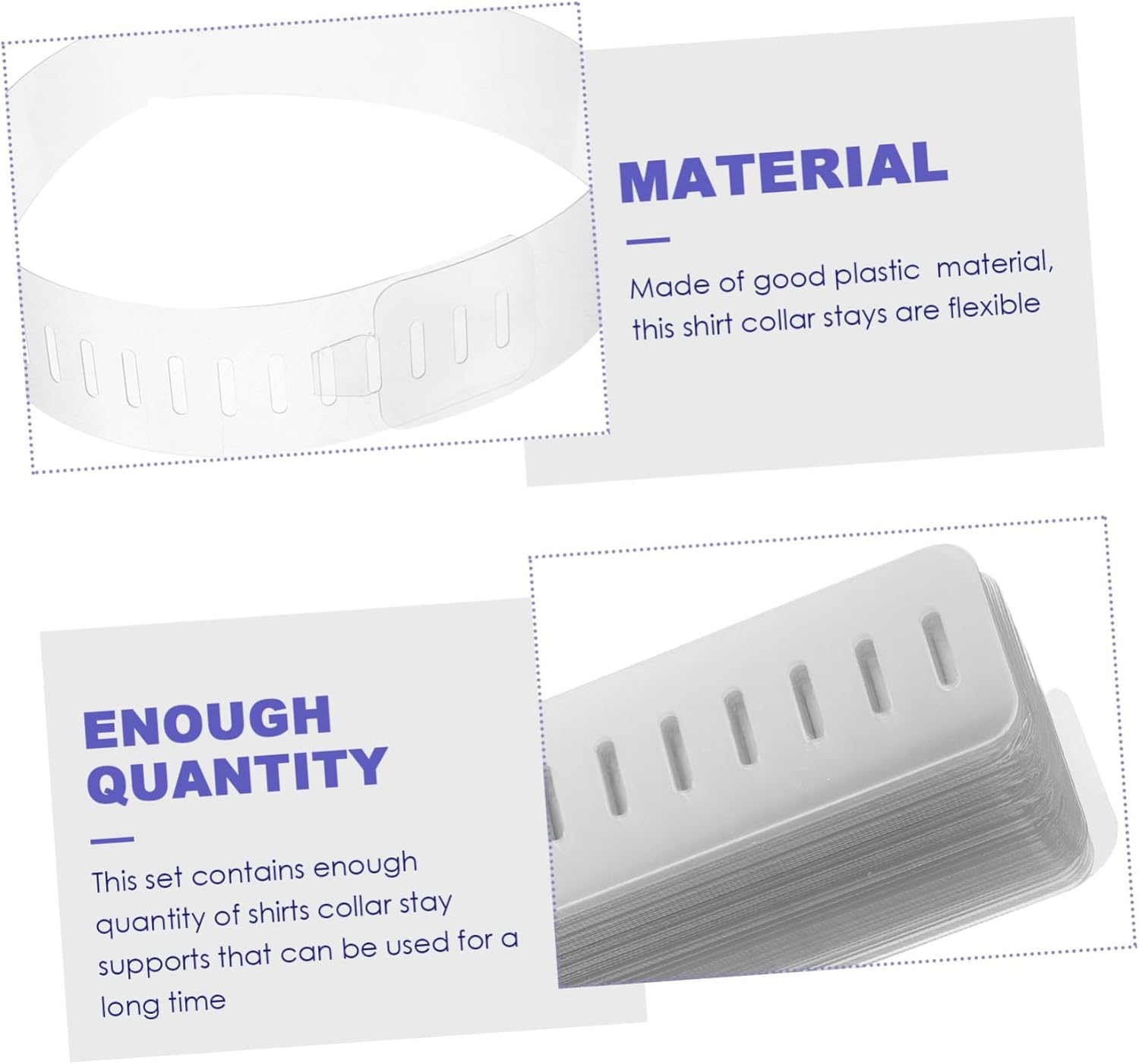 Veemoon 100pcs Plastic Shirt Collar Stays Durable Collar Supports for Men Shirts Transparent Pvc Design for Long-lasting Use