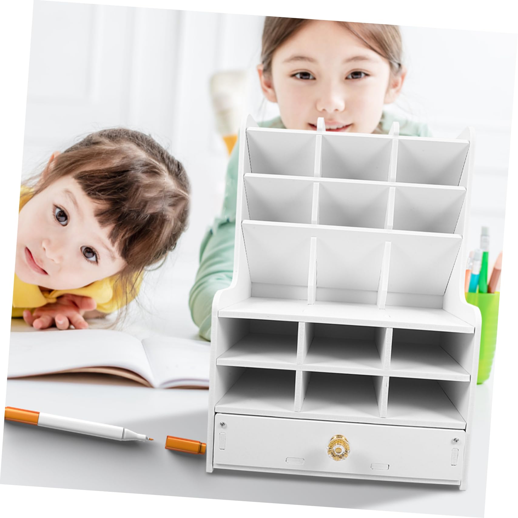 Organizer per Penne da Scrivania Organizer da Tavolo in Pvc Scomparti Multipli per Cancelleria e Penne