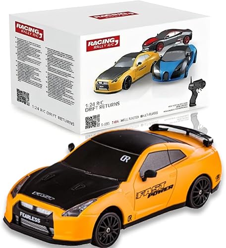 Miniatura 6 de Liberty Imports RC Drift Car 124 2.4GHz 4WD Control remoto Sport Racing Vehículo en carretera con luz LED, baterías y neumáticos de deriva (amarillo)