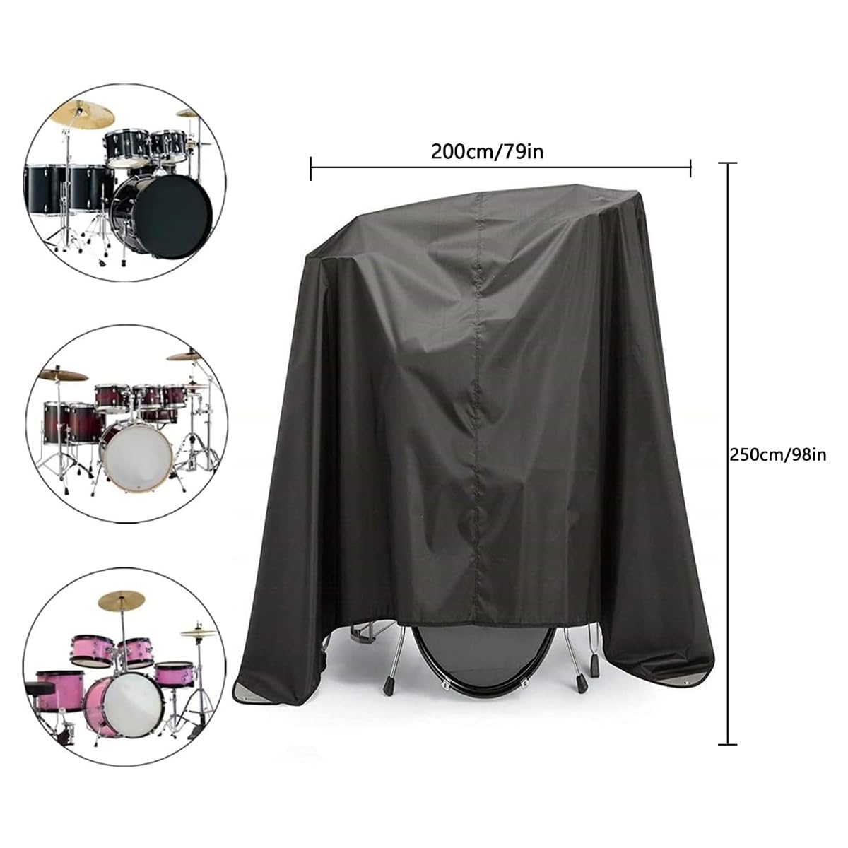 Drum Set di protezione antipolvere impermeabile 210D Oxford Fabric Electronic Drum Kit Cover 275 x 200 cm