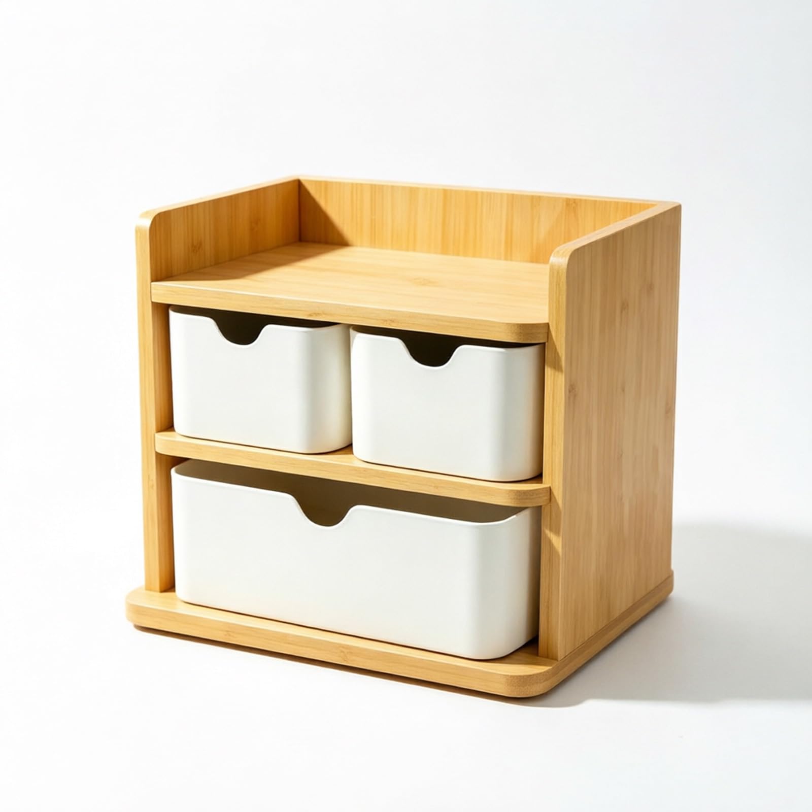 Schreibtisch Organizer, Schreibtisch Organizer mit schubladen Holz und Bambus, vielseitige Aufbewahrungsbox für Schulmaterial, Schmuck, Kosmetik und Schreibwaren