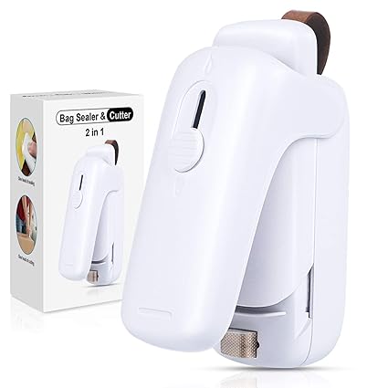 HASTHIP Mini Bag Sealer, Handheld Bag Heat Vacuum Sealer, 2 in 1 Heat Sealer & Cutter Portable Bag Resealer Machine Handheld Heat Super Sealer Sealing Machine for Food Storage (Battery Not Included)