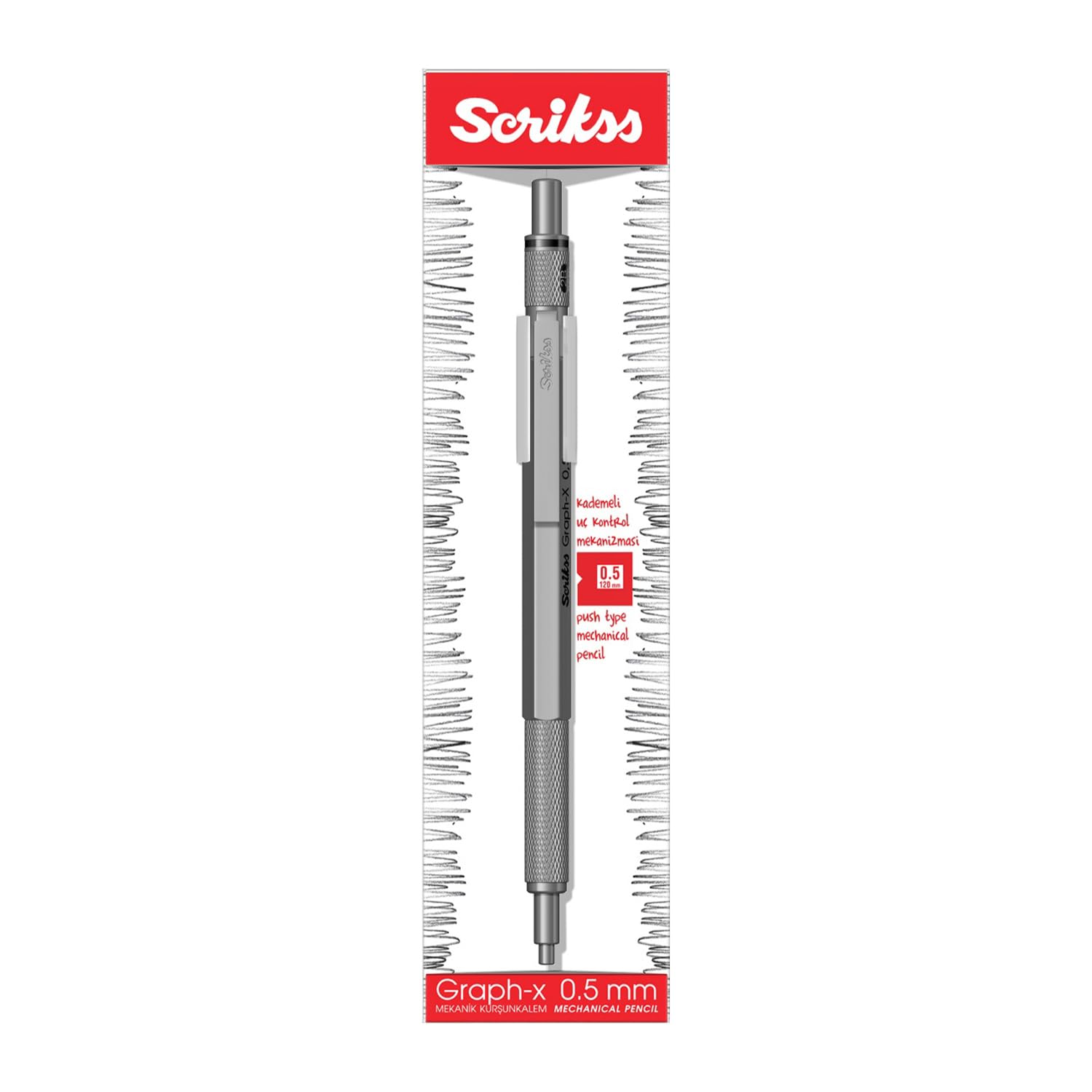 Portaminas Siete hexagonal de diseño ajustable 0,5 mm – Portaminas gris Model. Graph de X