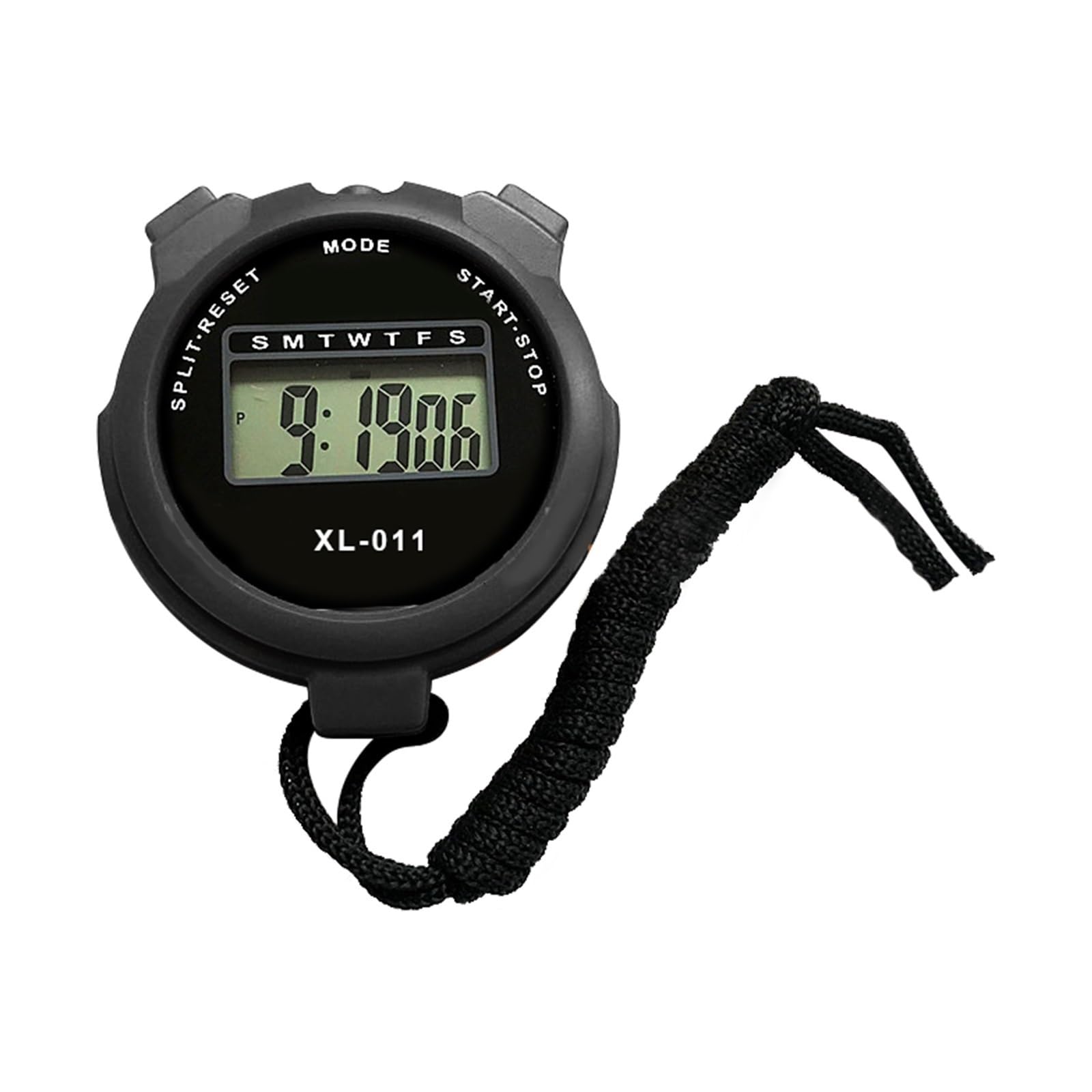 Swimming Alarm Clock Running Timer Outdoor Sports Fitness Portable Split Referee LCD Display Digital Stopwatch Calendar Training Precision Timing(Black)