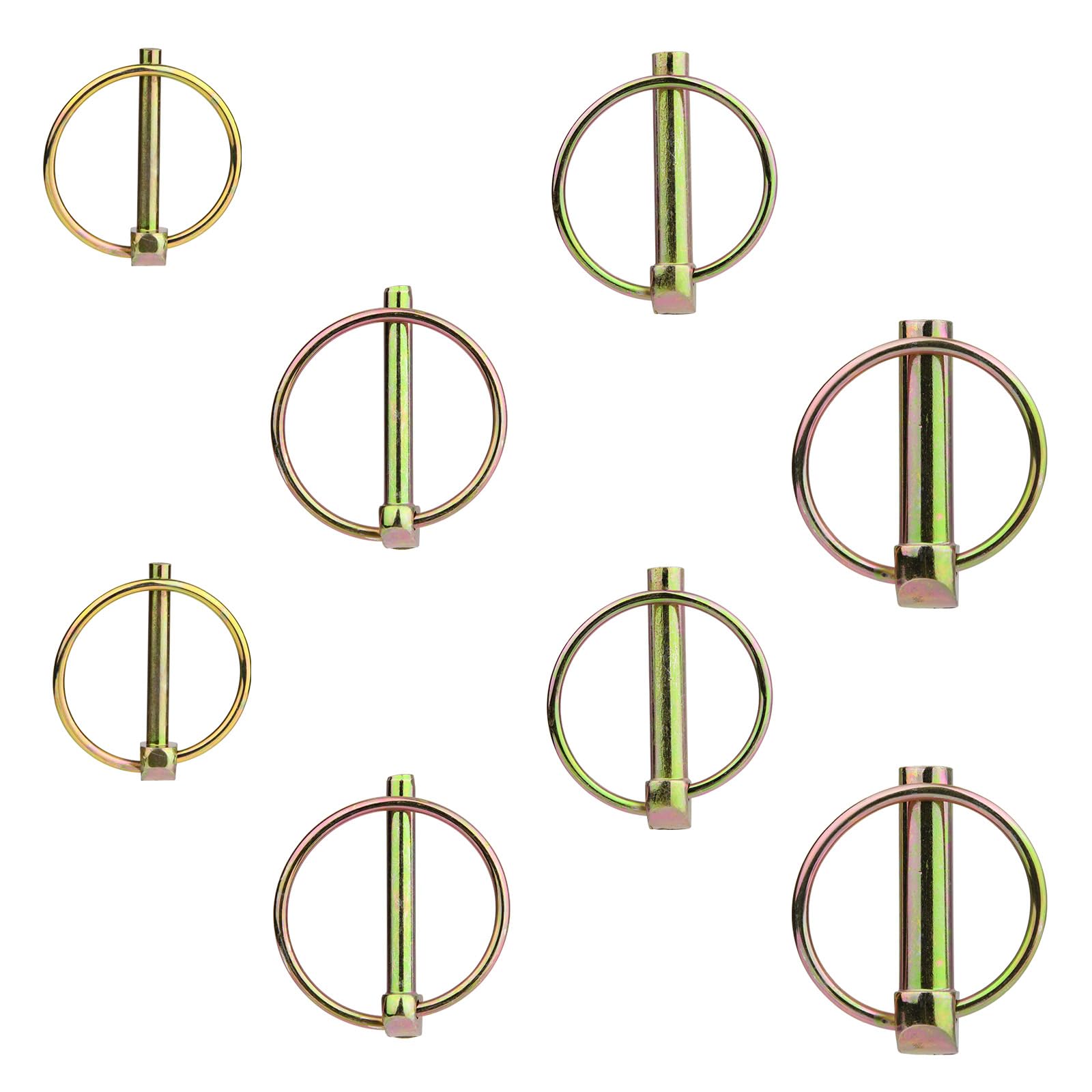 8PCS Heavy Duty PTO and Hitch Lynch Pins, Clip and Cast Iron Pull Ring & Positioning Pin for Trucks, Tractors, Hand Carts, Towing Mowing,Lawn Mowers &