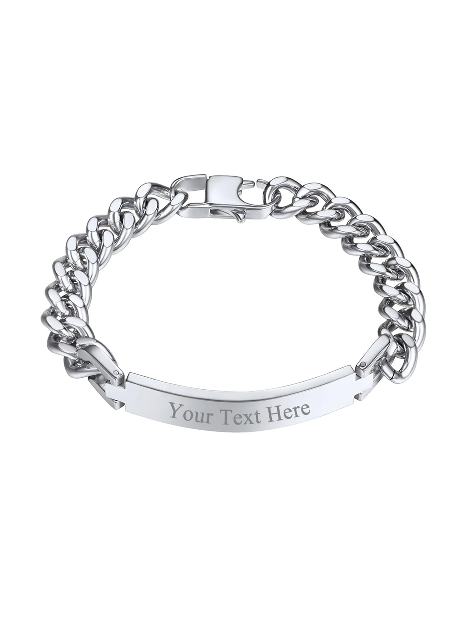 PROSTEEL Esclavas Pulseras para Grabar por Ambos Lados, Brazalete para Hombres Pareja Enamorados Familia Compañeros, 21cm/23cm Largo