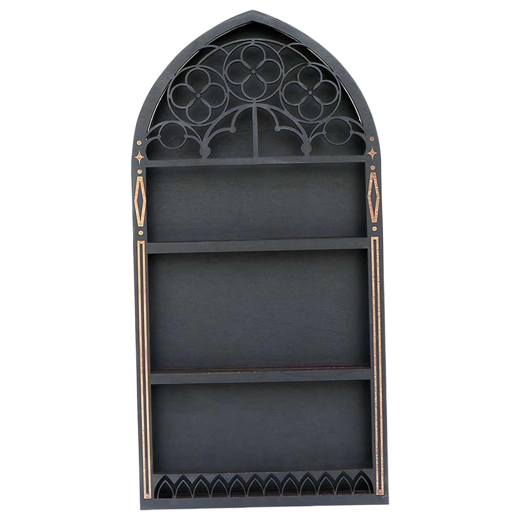 AwnsIMfreien Crystal Shelf Display for Wall, Wooden Gothic Crystal Shelf, Black Floating Shelves Old Church Window 15.7x7.8 Essential Oil Display Trinket for Room, Gothic Decor