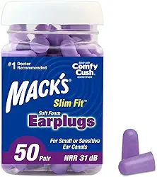 Mack's Tampões de ouvido de espuma macia de ajuste fino, 50 pares - tampões de ouvido pequenos para dormir, ronco, viagens, shows, esportes de tiro e ferramentas elétricas | Feito nos EUA