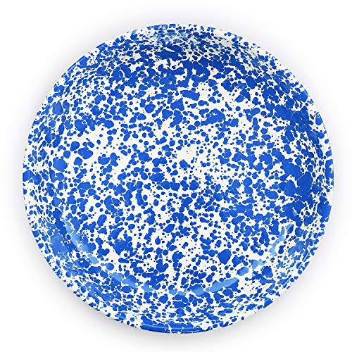 Crow Canyon Home Enamelware Pasta Plate, 10.5 inch, Blue/White Splatter (Single)