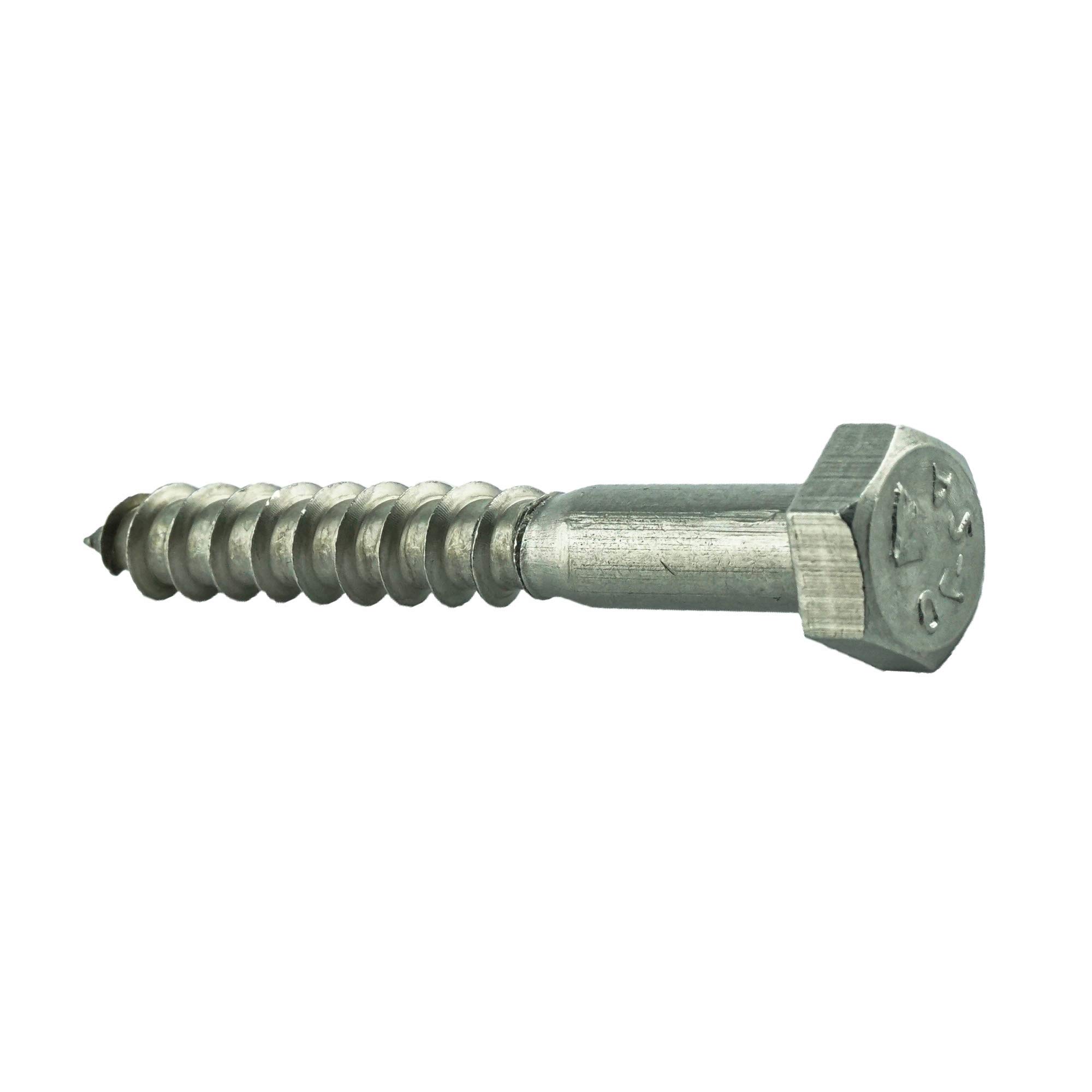 AGBERG - 12 x 80 mm tornillos para madera con cabeza hexagonal - Tornillos de llave [100 unidades] de acero inoxidable A2 V2A, inoxidable - DIN 571