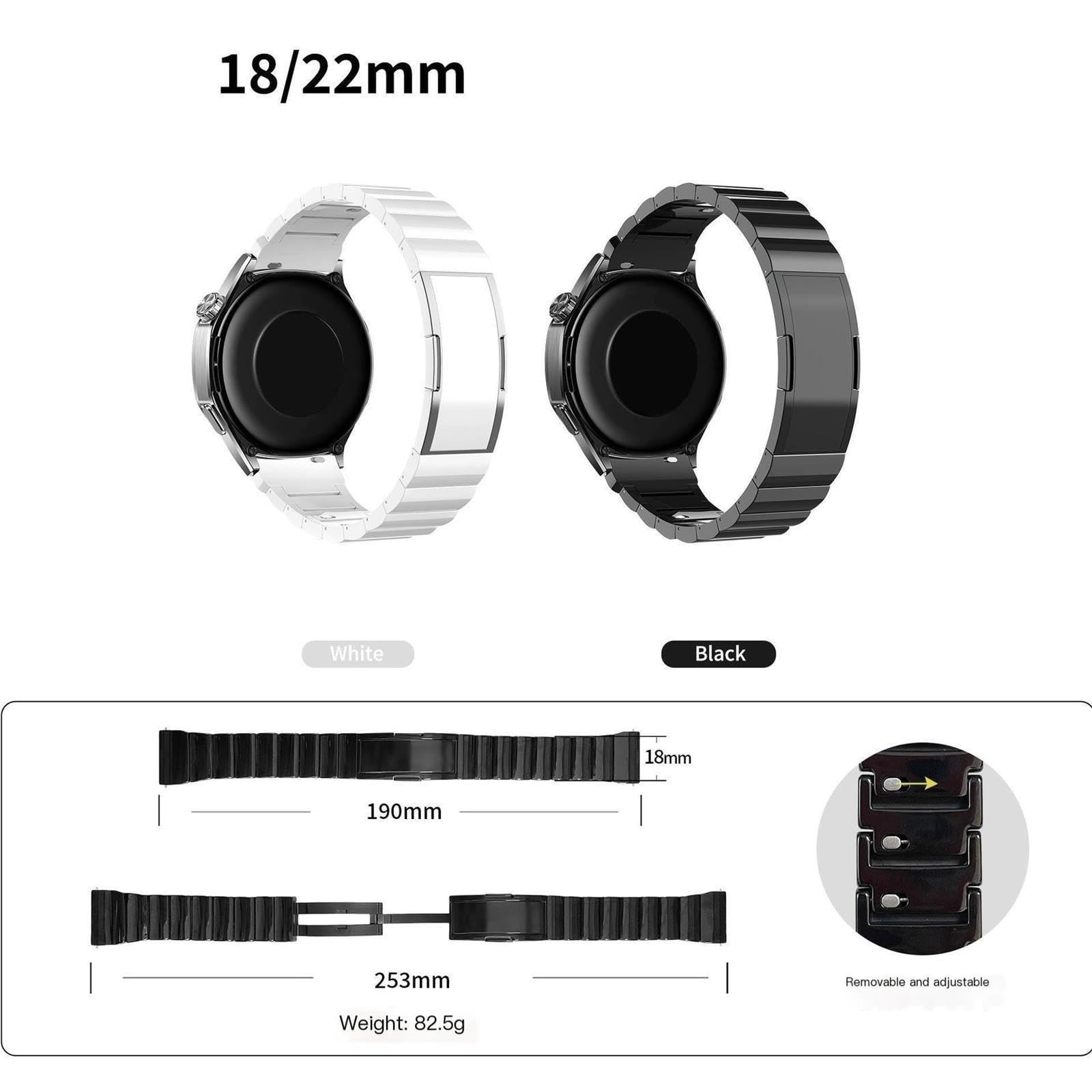 cinturino dell'orologio Polsino da uomo classico in ceramica nero con cinturino alla moda 18 mm 22