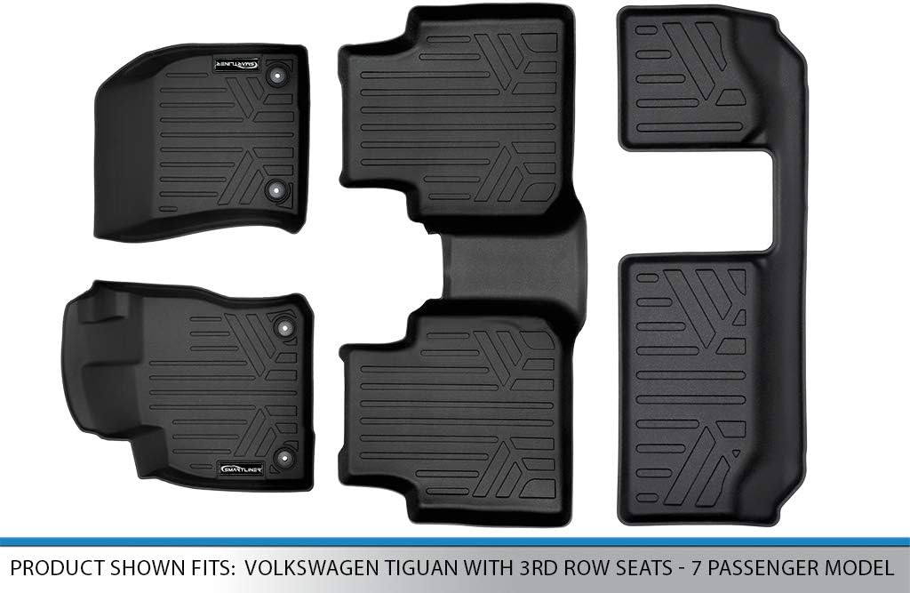 SMARTLINER Custom Fit Floor Mats 3 Row Liner Set Compatible with 2018-2024 Volkswagen Tiguan