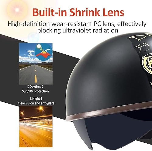 Miniatura 2 de Casco Moto Semiabierto Retro Homologado ECEDOT - Diseño Clásico para Viaje En CruceroBicicleta, Ajuste Universal