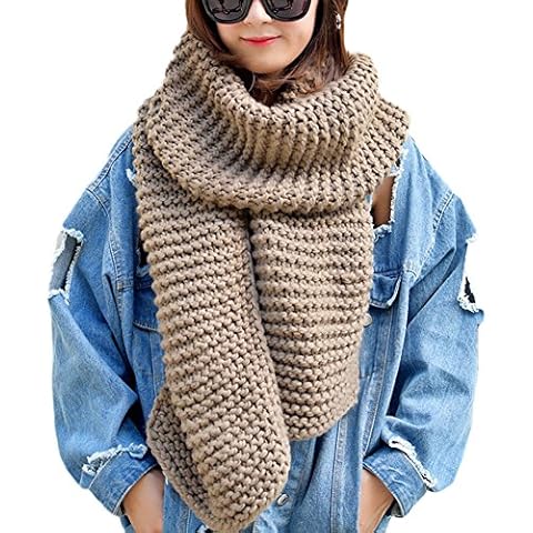 DELEY Unisex Couple Chunky Cable Woollen Knit Warm Thick Infinity Circle Scarf Large Reversible Scarves Long Wraps Shawl Gifts Coffee Cover