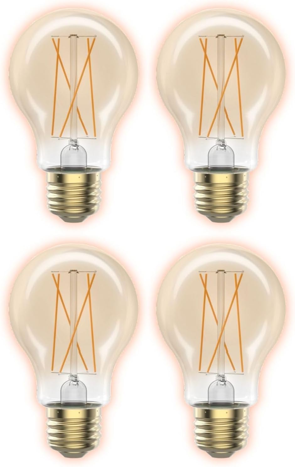 GoodBulb 40 Watt Replacement – 5 Watt Clear Amber Finsih LED A19 – 90+ High CRI – Golden Sunset Warm Light – 380 Lumens – 2200 Kelvin – Thick Filament - Long-Lasting 25,000 Hours (4 Pack)