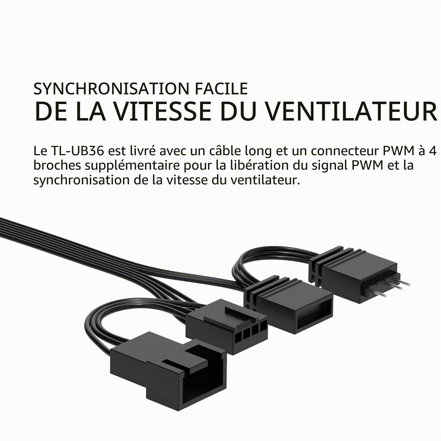 TR TL-UB36 Ventilateur de refroidissement de câble simplifié 2150 tr/min PWM S-FDB V2 Bearing 3D Dynamic Balance Couplet Chassis Fan